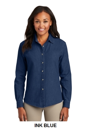 Port & Company® - Ladies Long Sleeve Value Denim Shirt.  PORT A.  LSP10